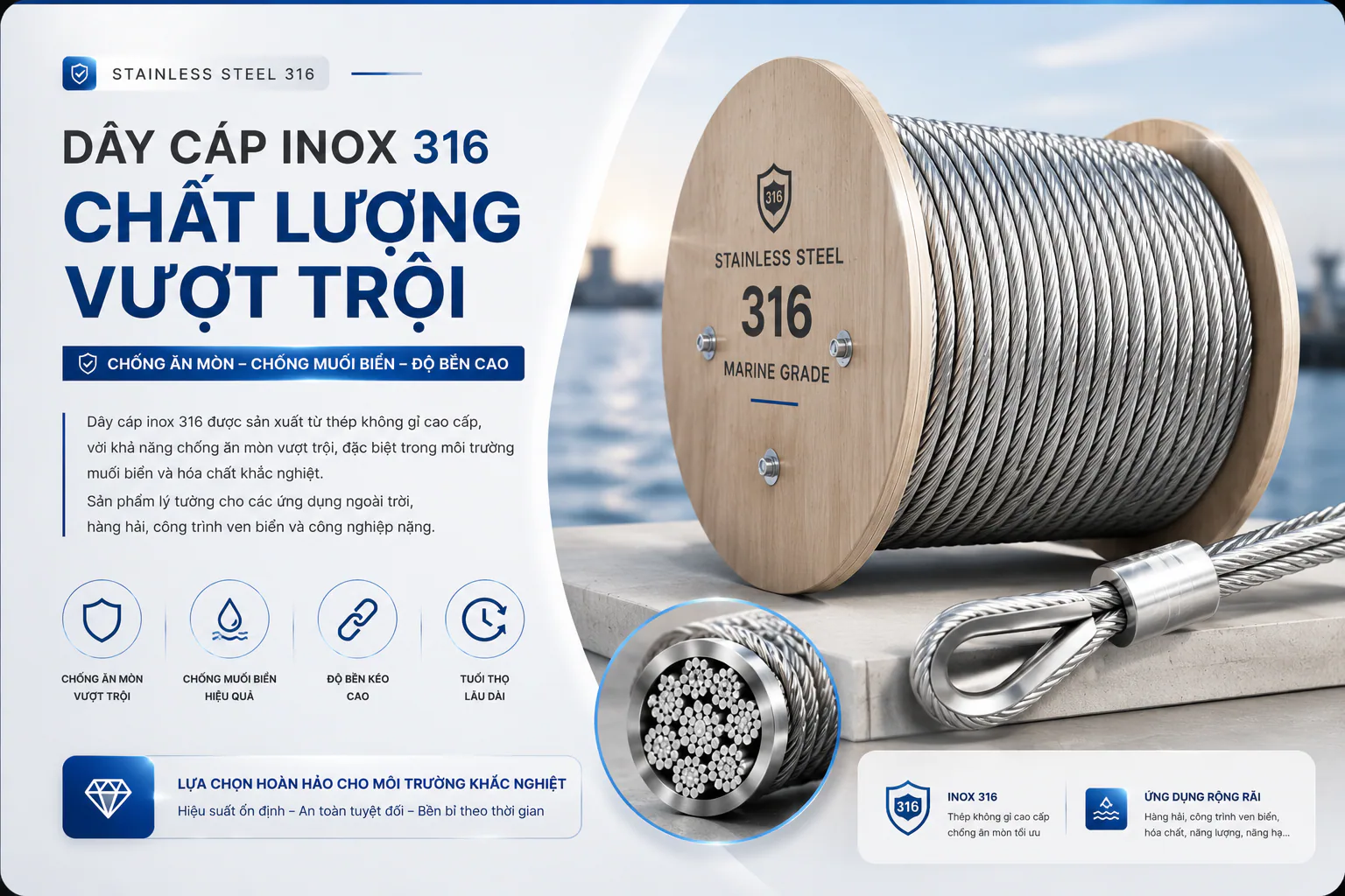 Giải pháp dây cáp inox 316
